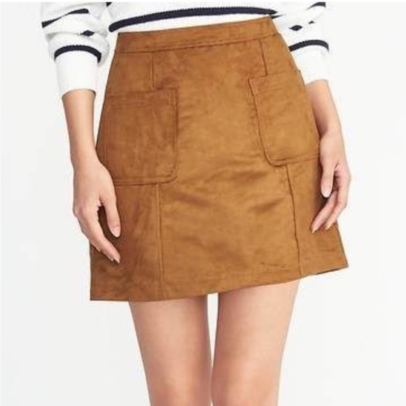 Old Navy Tan Faux Suede A-Line Miniskirt Size 4 - Picture 1 of 5